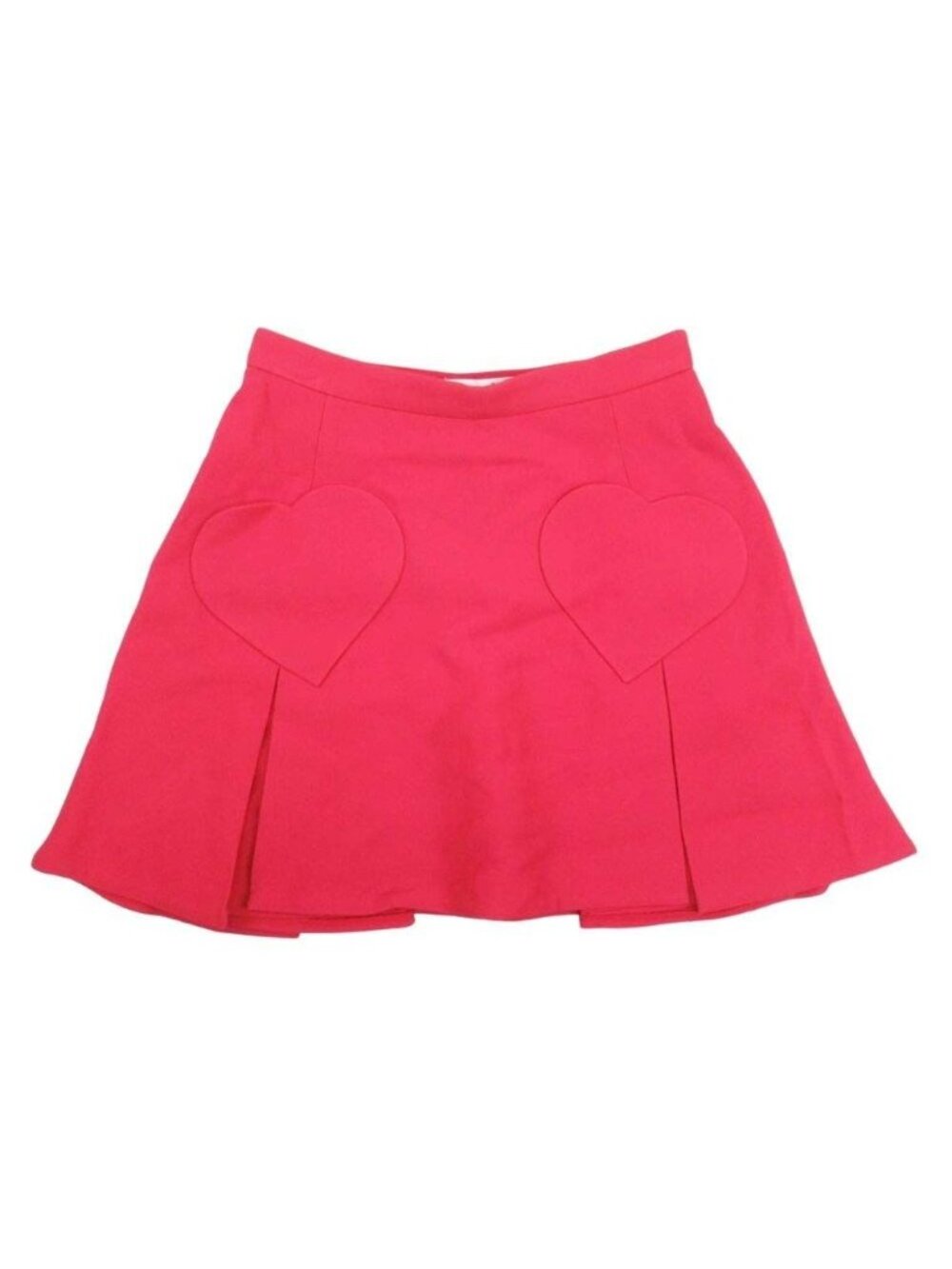 Dior Sample Heart Pocket Pleated Mini Skirt Wool Silk Red 36